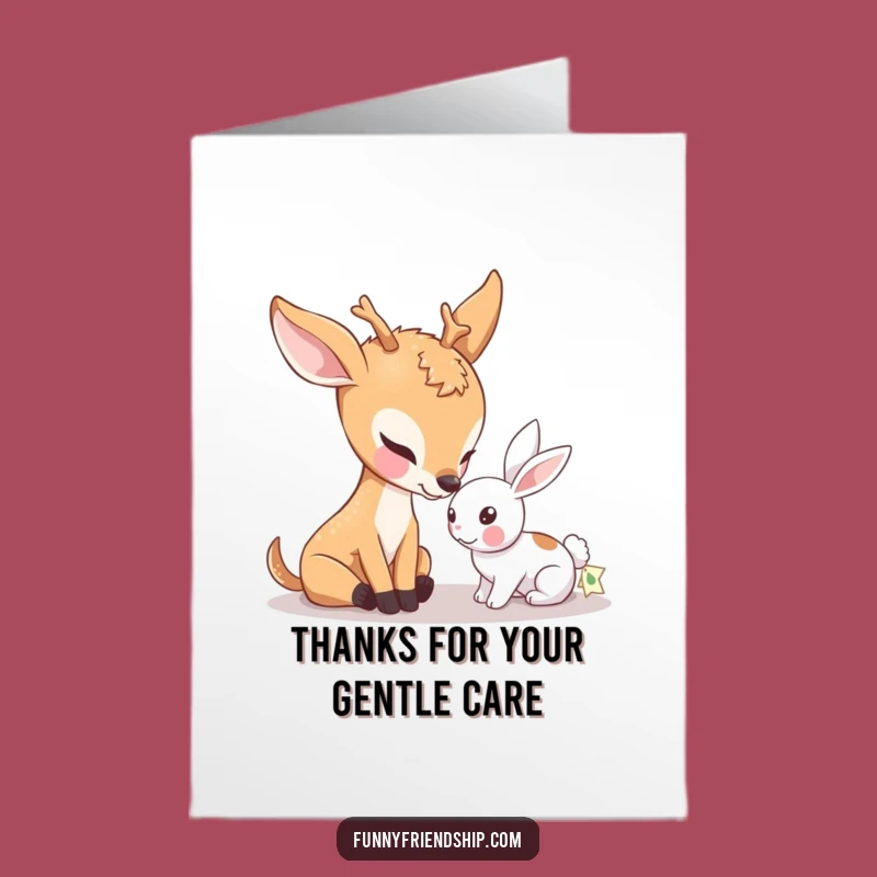 Free Printable Thank You Card: Deer Rabbit Kindness Funny Downloadable Gift