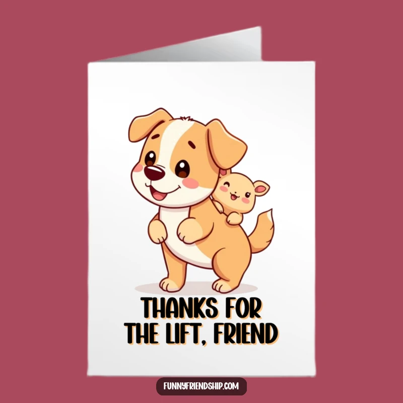 Free Printable Thank You Card Funny Dog Piggyback Downloadable, Ride into Gratitude Town!