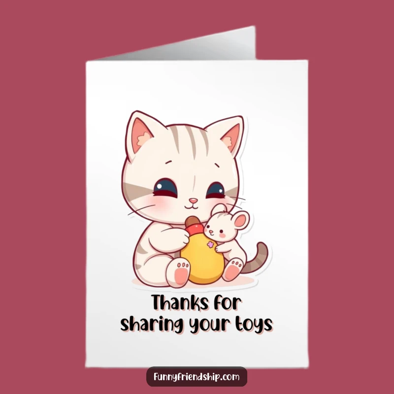 Funny Free Printable Thank You Card: Cat & Mouse Sharing - Heartwarming Downloadable Gift