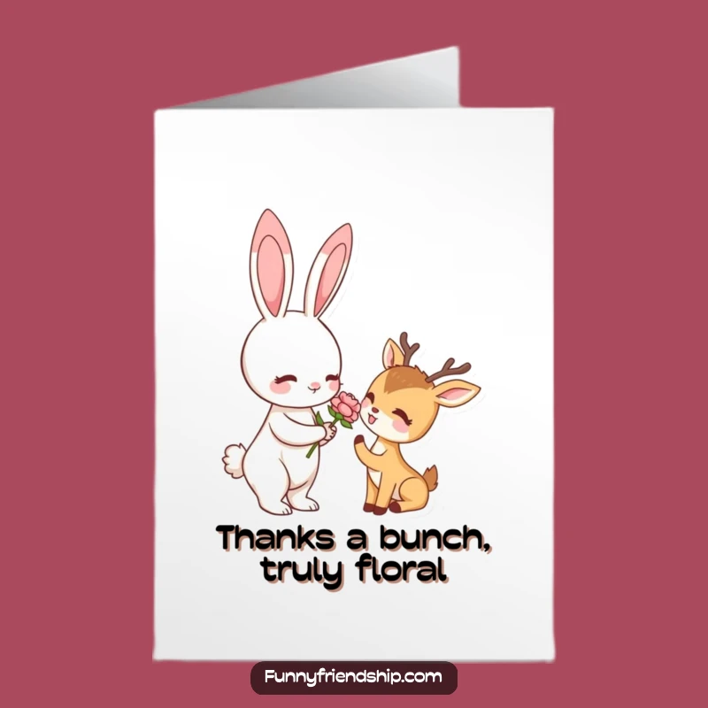 Free Printable Thank You Card: Rabbit & Deer Flower - Express Gratitude