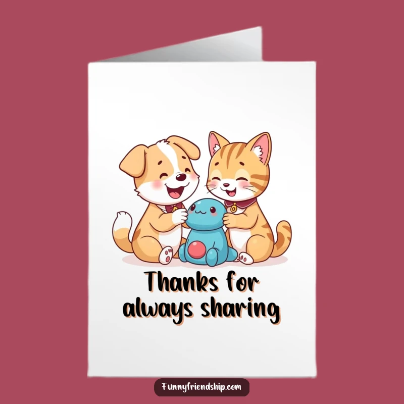 Free Printable Thank You Card: Dog & Cat Playtime, A Gift of Laughter!