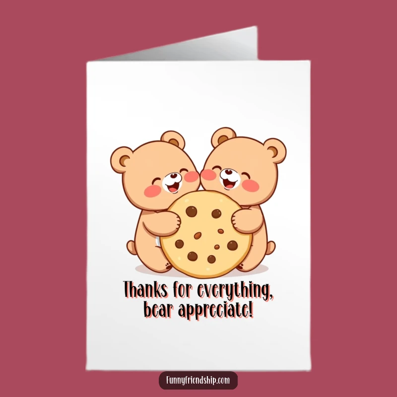 Free Printable Bear Thank You Card: Sharing Bears Cookie Humor Downloadable