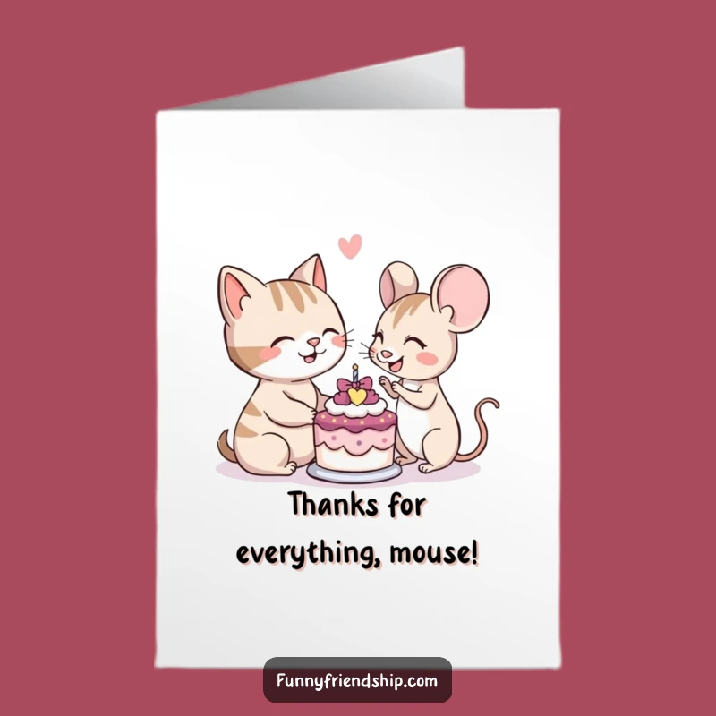 Free Printable Cat Mouse Cake Thank You Card: Cute Funny Downloadable Gift!