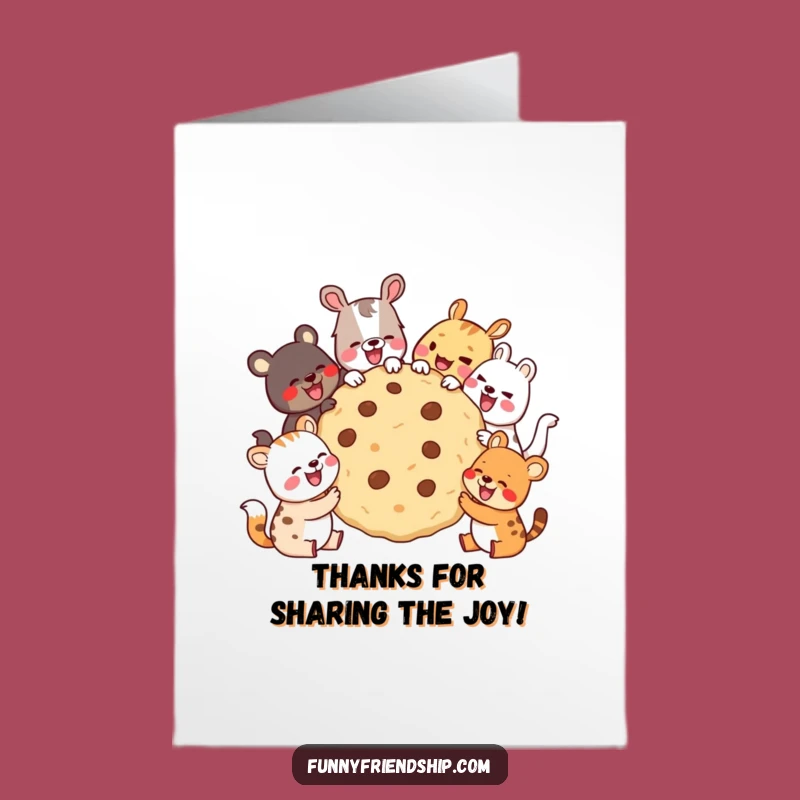 Free Printable Thank You Card: Animal Cookie Share, Grateful Downloadable Gift with Laughter