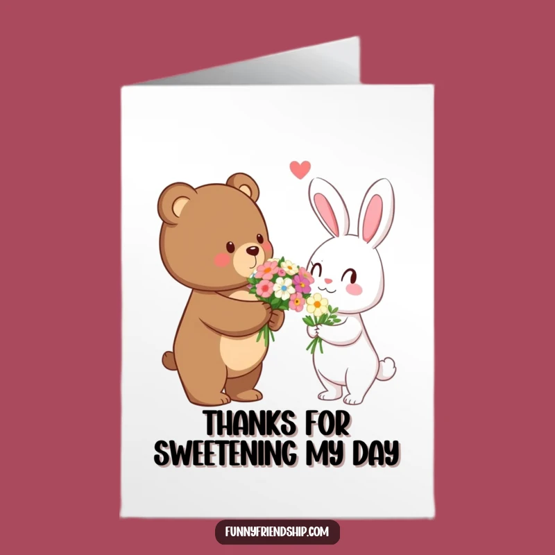 Free Printable Thank You: Bear & Rabbit Flower Appreciation Gift