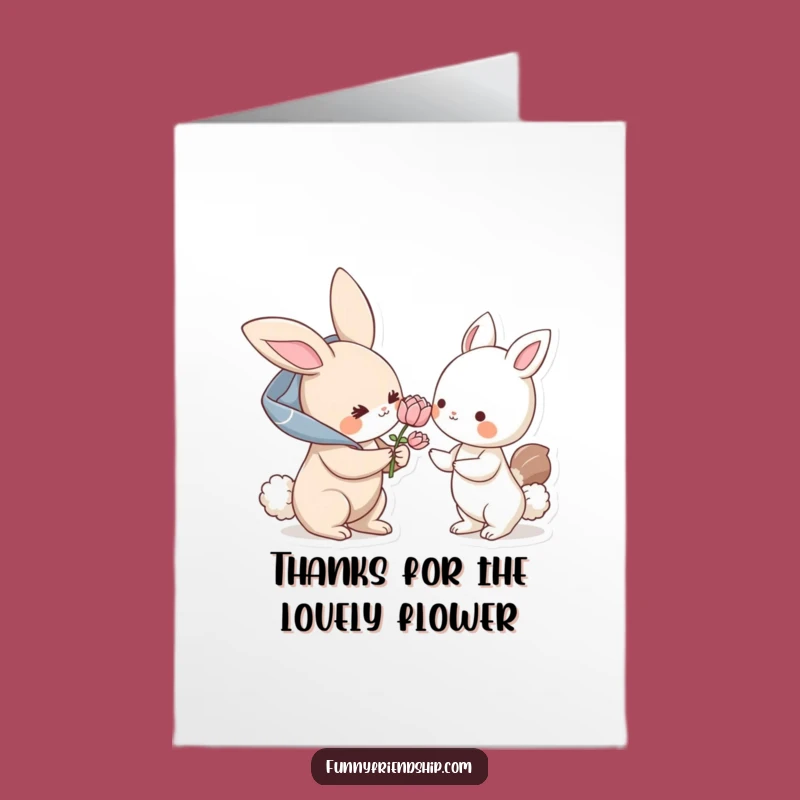 Funny Free Printable Thank You Card: Bunny Offering Flower - Sweet Downloadable Gift