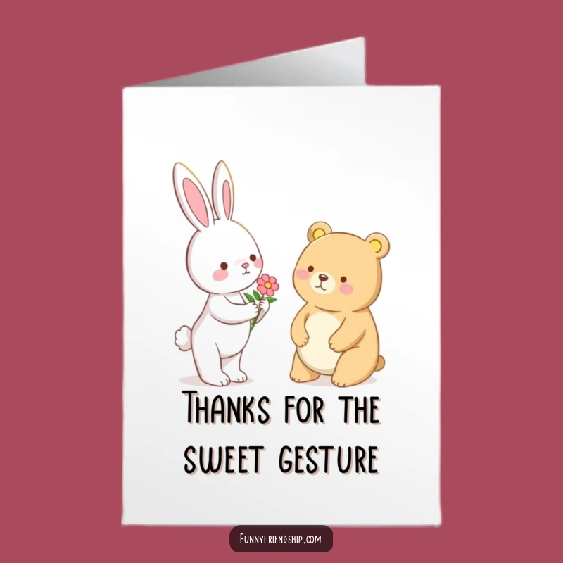 Free Printable Bunny Bear Thank You Card - Flower of Gratitude Funny Downloadable