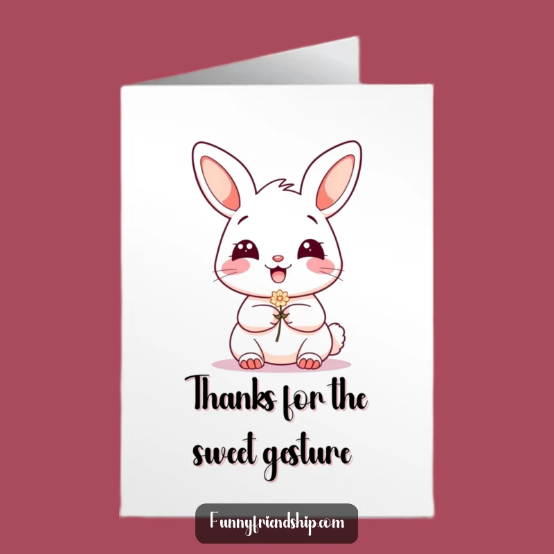 Free Printable Bunny Flower Thank You Card: Funny Downloadable Gift to Show Appreciation