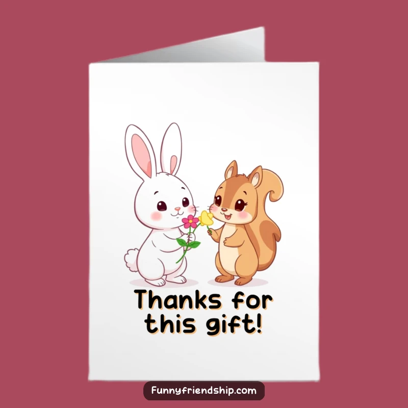 Free Printable Thank You Card: Rabbit Flower Squirrel Funny Downloadable Gift