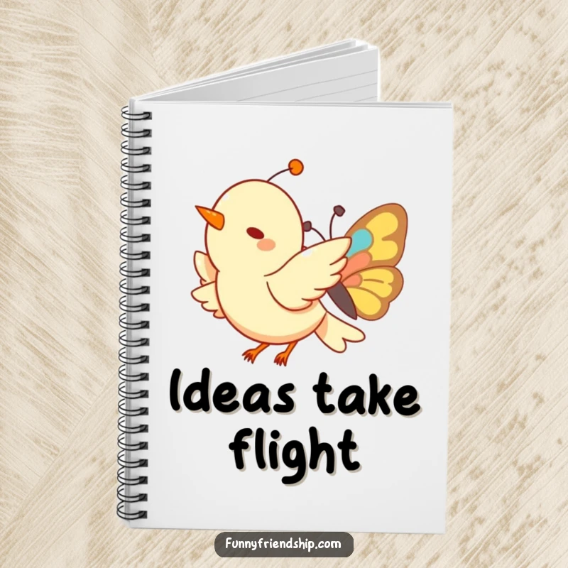 Funny Bird and Butterfly Notebook: A lined notebook with a cheerful bird and butterfly illustration, perfect for jotting down creative thoughts.