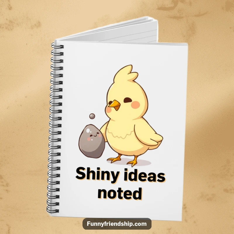 Funny Bird Pebble Gift Notebook: Bird presents shiny pebble, cute stationery, for journaling, a funny gift.