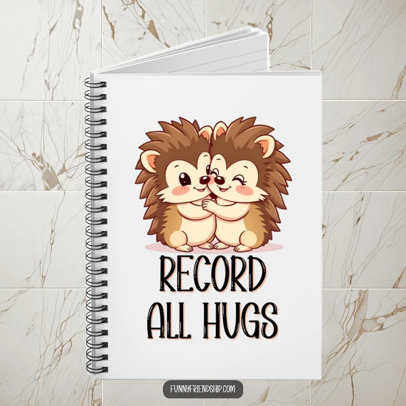 Funny Hedgehog Hug Notebook: Two smiling hedgehogs in a close hug, cute stationery for writing and drawing, a charming funny gift.