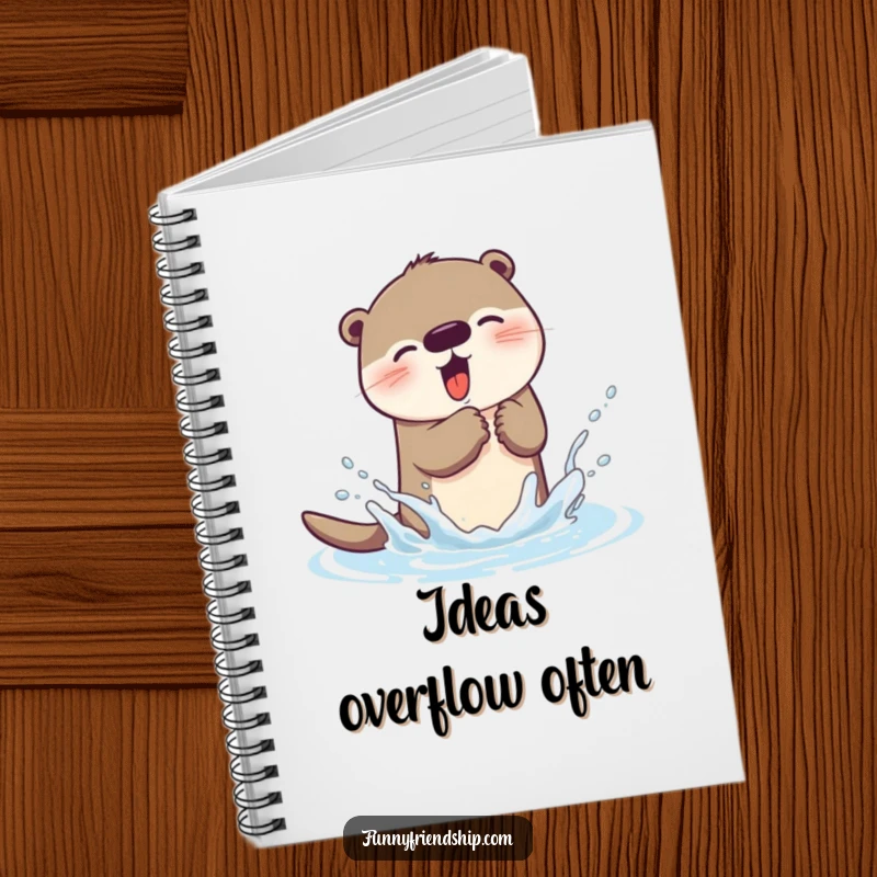 Funny otter notebook with a playful otter character splashing water, perfect for jotting down notes with a smile.