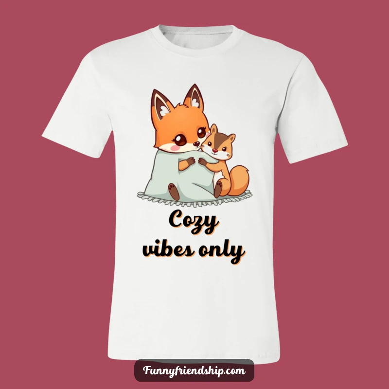 Funny Fox T-Shirt: Cozy Blanket Friendship Graphic Tee, Great Gift