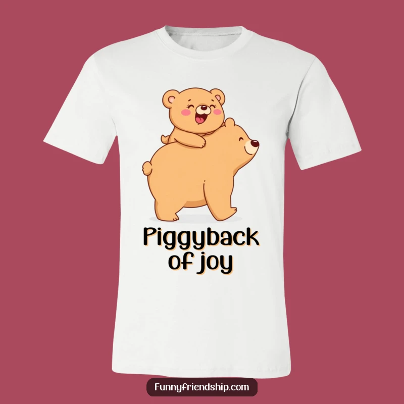 Funny Bear Piggyback T-Shirt: Giggling Cub for Adorable, Humorous Style