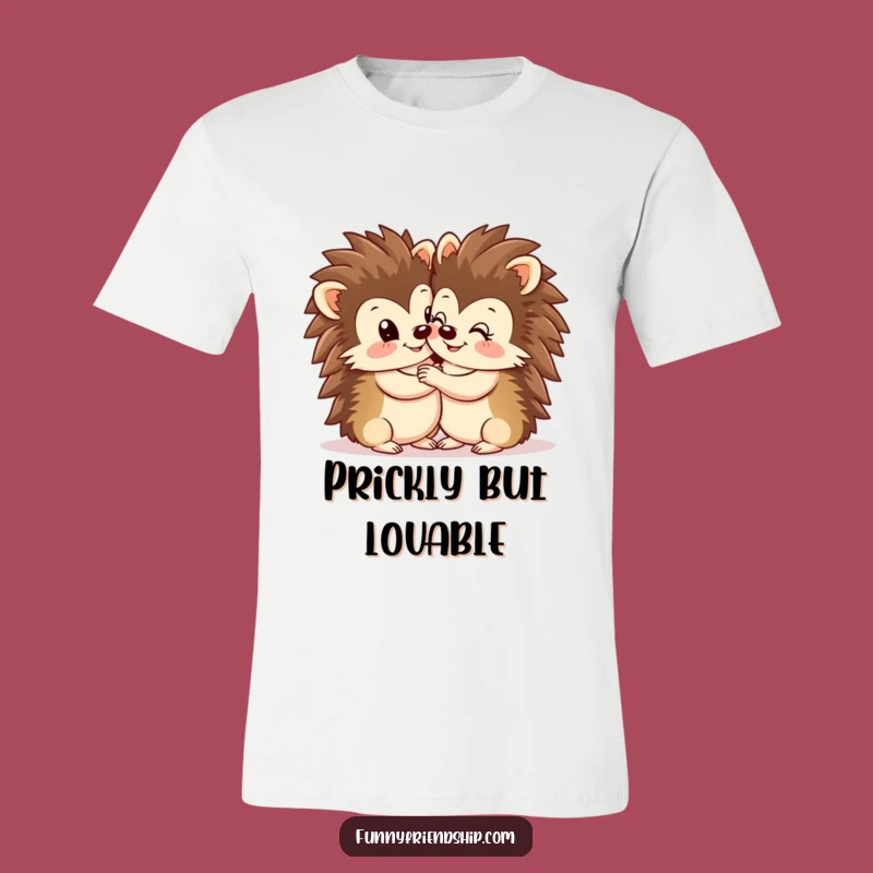 Funny Hedgehog Hug T-Shirt - Cute Animal Couple Tee for BFFs