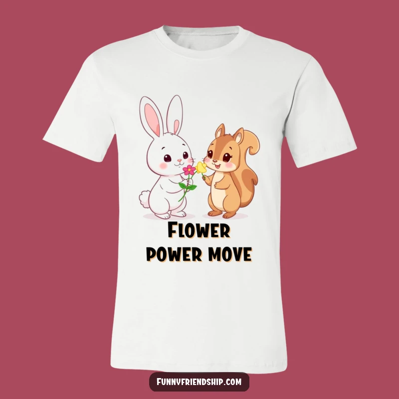 Funny Rabbit Squirrel Flower T-Shirt: Wear a Moment of Woodland Whimsy