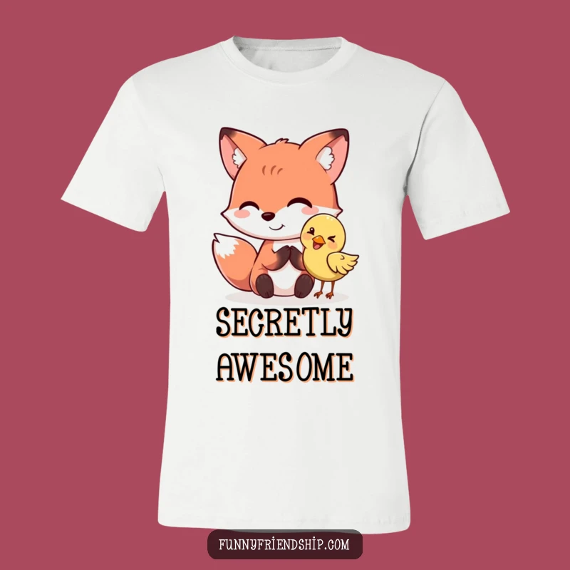 Funny Fox & Bird Secret T-Shirt: Woodland Whispers and Mirth