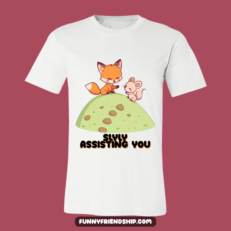 Funny Helping Fox T-Shirt: Mouse's Adventure Buddy - A Charming and Funny Gift!