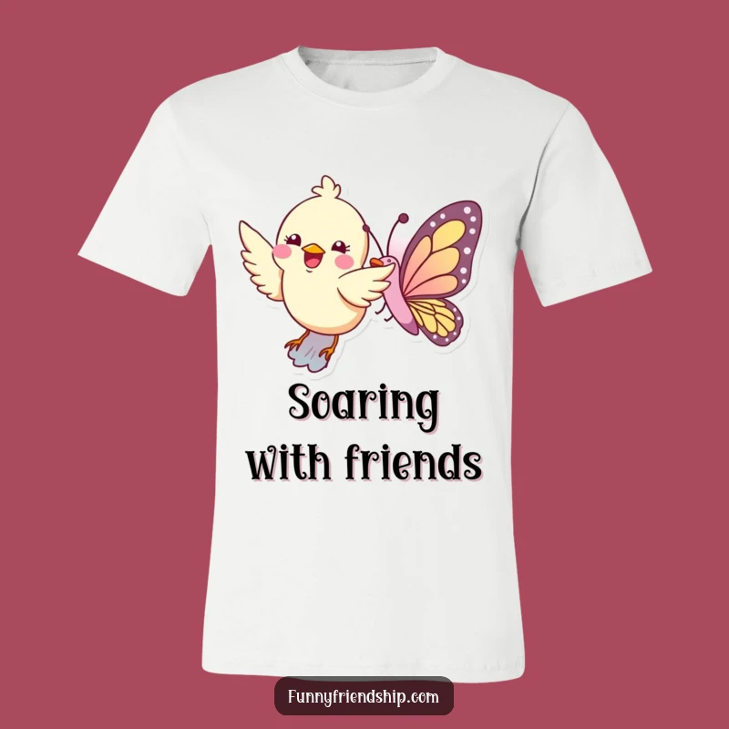 Funny Bird Butterfly Flight T-Shirt - Cheerful Flying Duo Tee