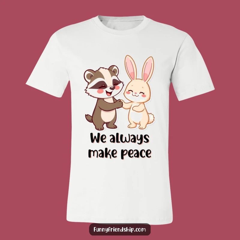 Funny Badger and Rabbit Handshake T-Shirt: Wear Your Agreement with a Smile