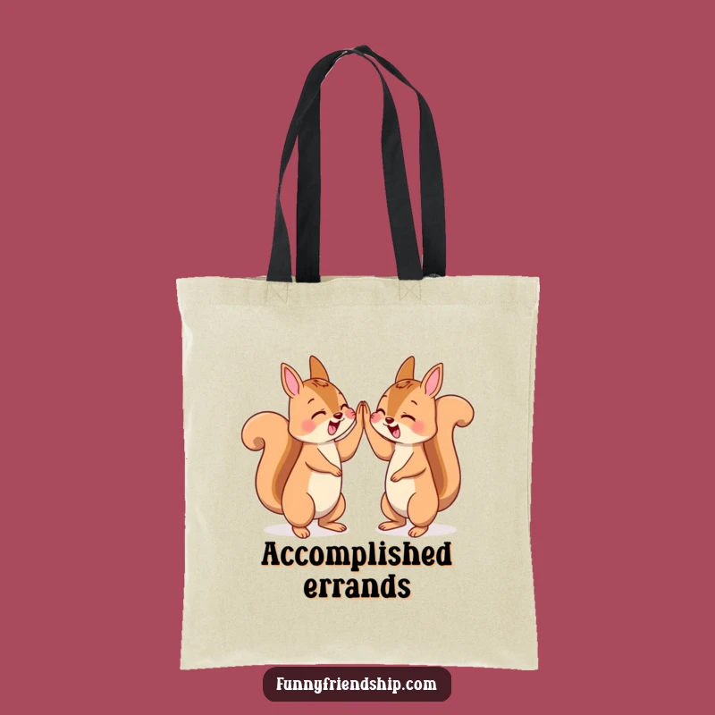 Funny Squirrel High Five Tote Bag - Durable Character Celebration Bag