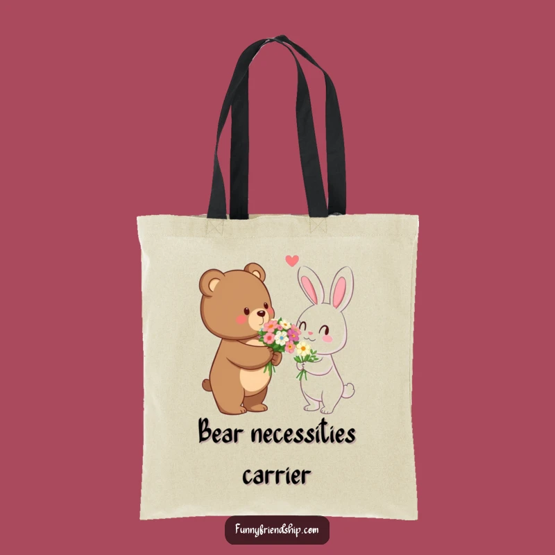 Funny Floral Bear Tote: Carry Romance & Humor - An Adorable and Funny Gift!