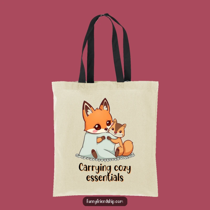 Funny Fox Tote Bag: Cozy Blanket Friendship Canvas Bag, Unique Gift