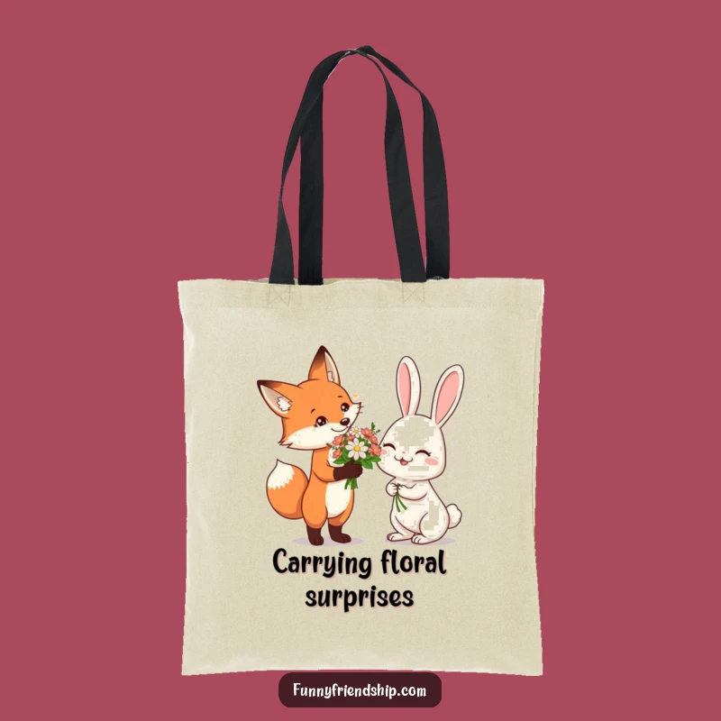 Funny Fox & Rabbit Flower Tote Bag: Carry Charm and Smiles Everywhere You Go