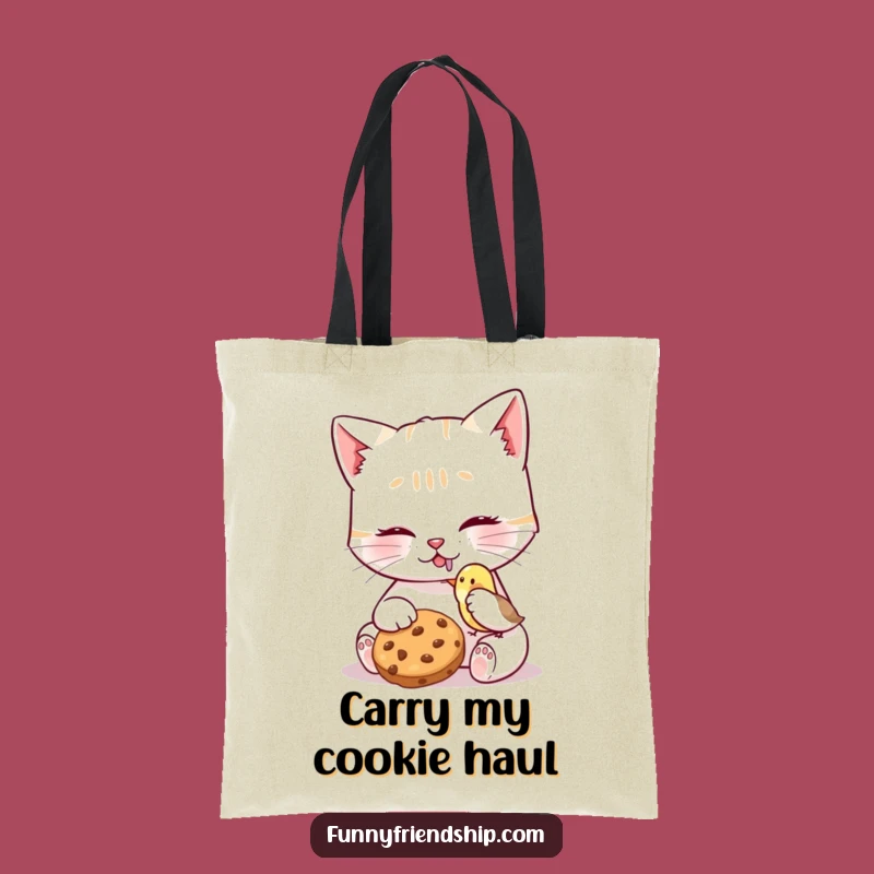 Funny Cat Bird Cookie Tote Bag - Sweet Friendship Accessory - Perfect Humorous Gift