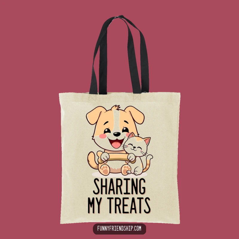 Funny Dog & Cat Bone Sharing Tote Bag - Quirky Pet Accessory