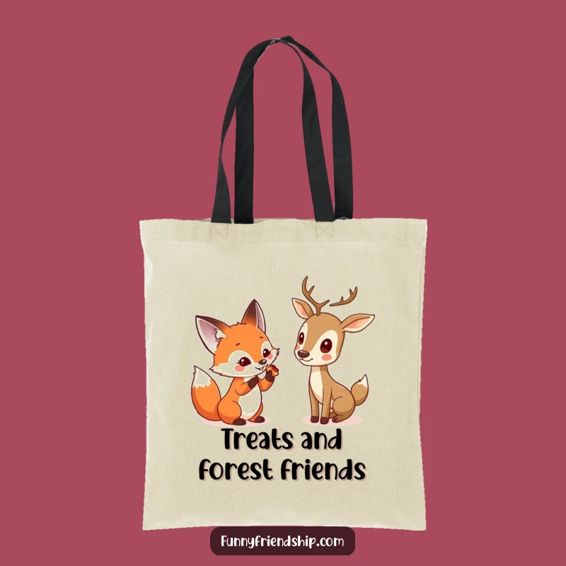 Funny Fox & Deer Tote Bag - Adorable Woodland Companion Funny Gift
