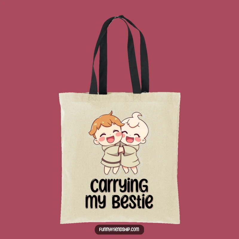 Funny Hugging Characters Tote Bag: Carry Your Warmth and Smiles