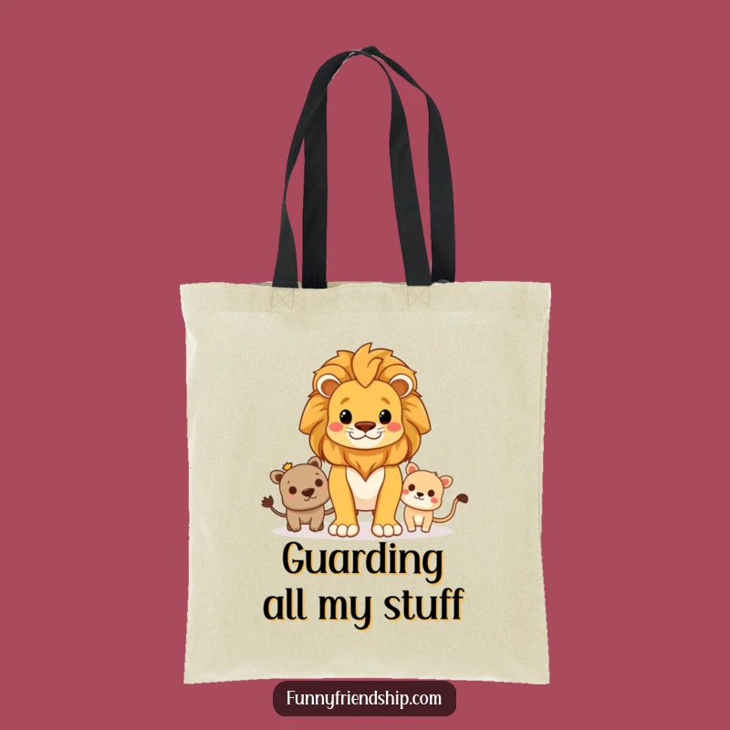 Funny Lion Protector Tote Bag: Durable Guard Friend Carry-All, Great Funny Gift