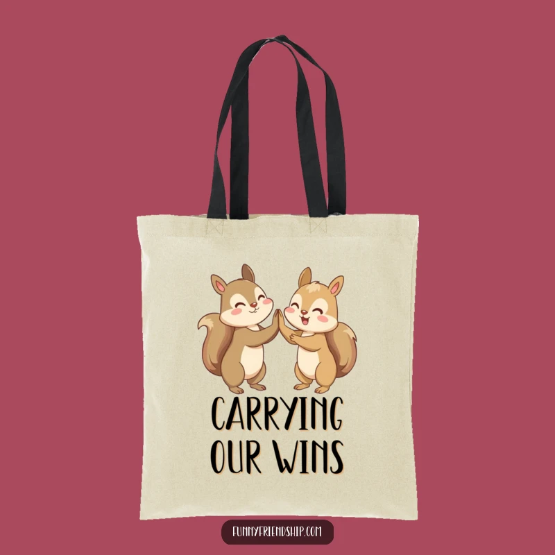 Funny Squirrel High-Five Tote Bag: Carry Your Victory