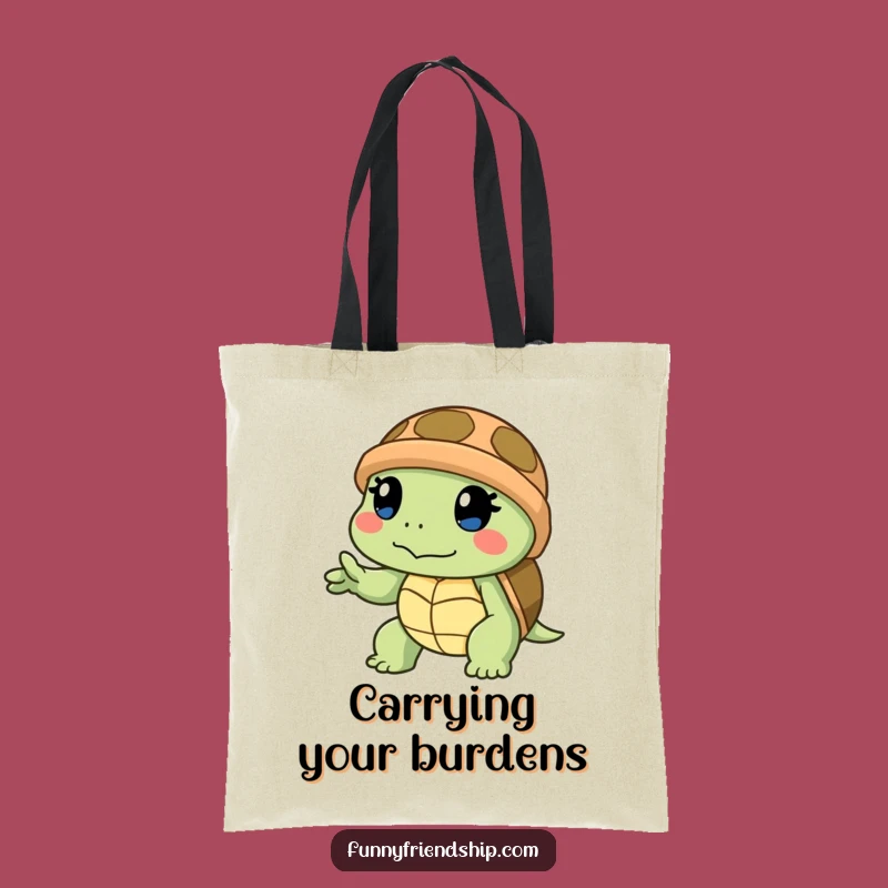 Funny Turtle Helping Hand Tote Bag: Durable Slow Support Carry-All, Great Funny Gift
