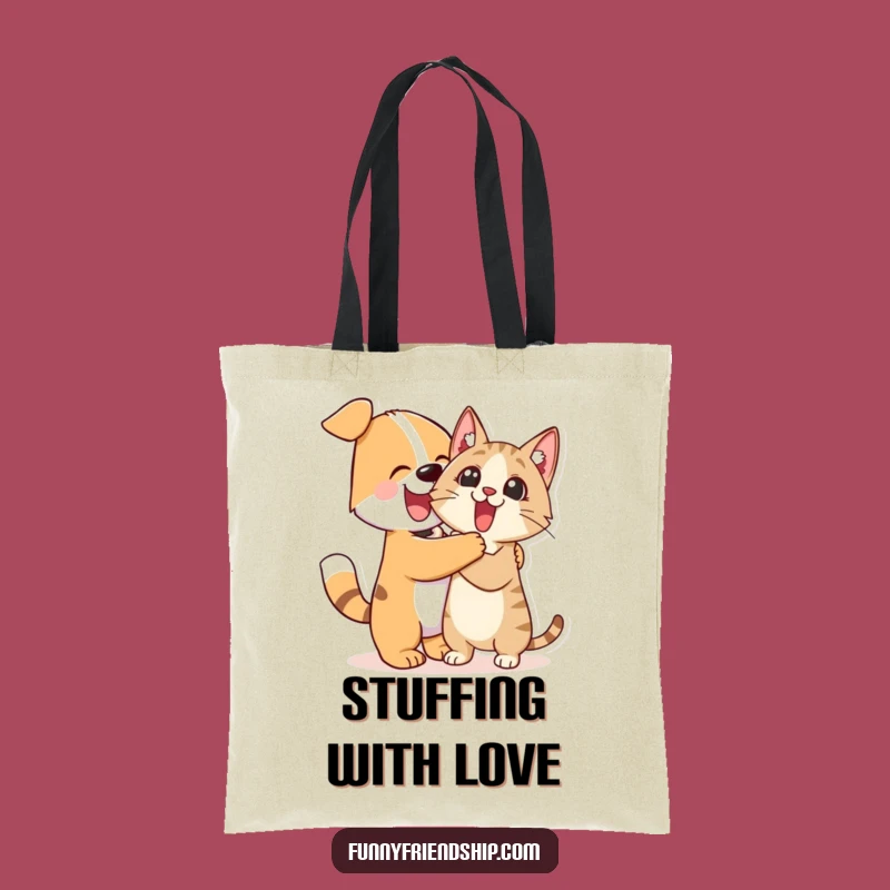 Funny Dog Cat Hug Tote Bag: Carry Your Pet Love with Hilarious Flair